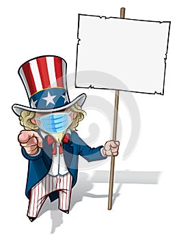 Uncle Sam `I Want You` Placard - Surgical Mask